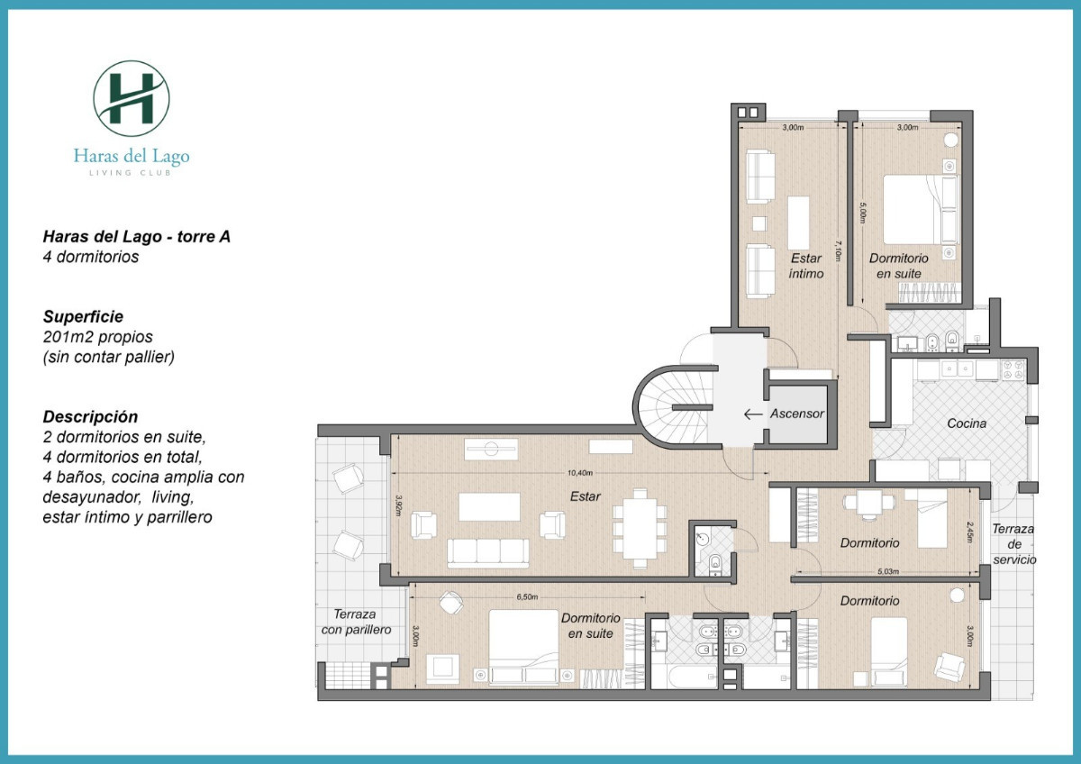 Apartamento ID.45301 - Apartamento en venta de 4 dormitorios y cochera doble en Haras del lago