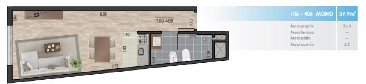 Apartamento ID.45422 - Brisa Marina 2 – Monoambiente en venta en Pocitos