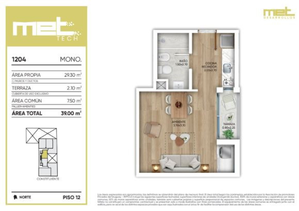 Apartamento ID.85432 - Venta monoambiente - Met Tech