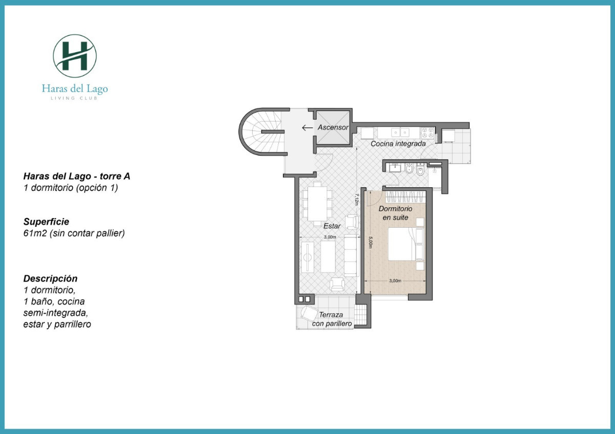 Apartamento ID.59393 - Apartamento en alquiler de 3 dormitorios y cochera en Haras del lago