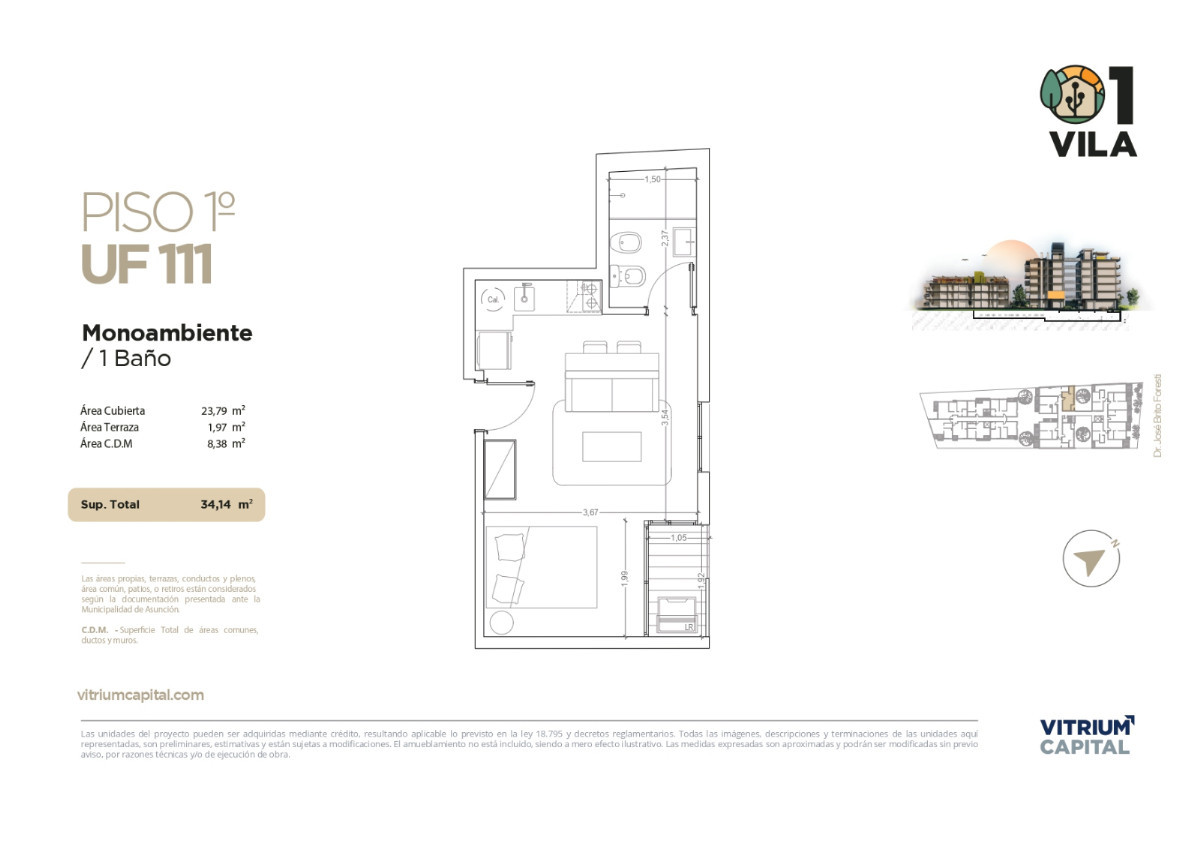Apartamento ID.85413 - Apartamento en venta de monoambiente en Parque Batlle