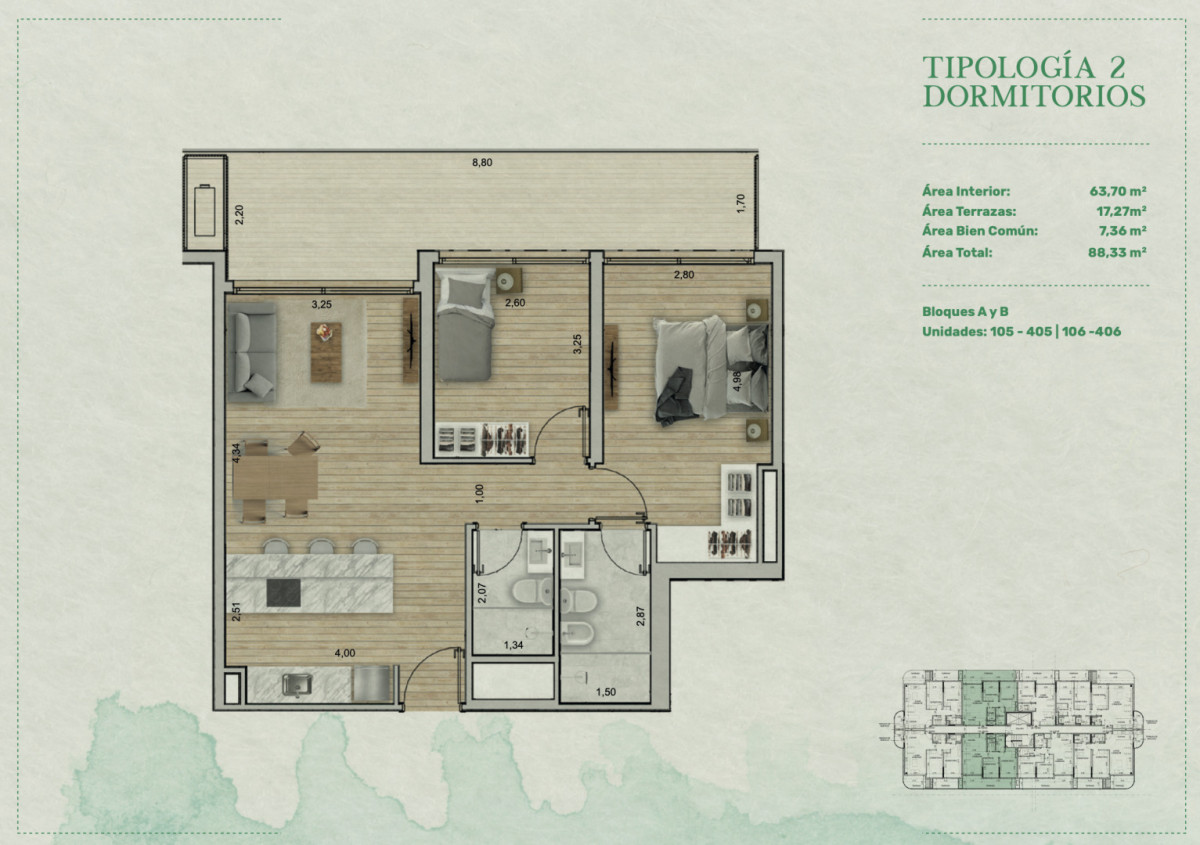 Apartamento ID.85515 - Mansa Forest Apartamento 2 dormitorios a Estrenar