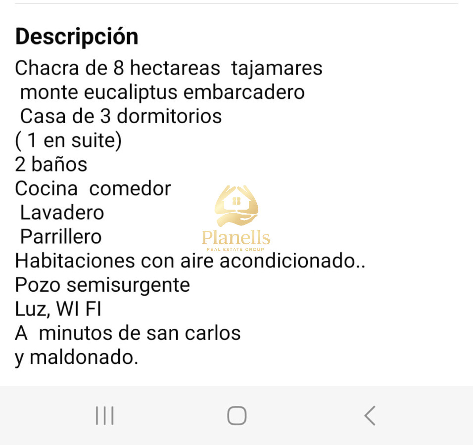 Chacra ID.2493 - Venta de Chacra de 8 Ha con casa 