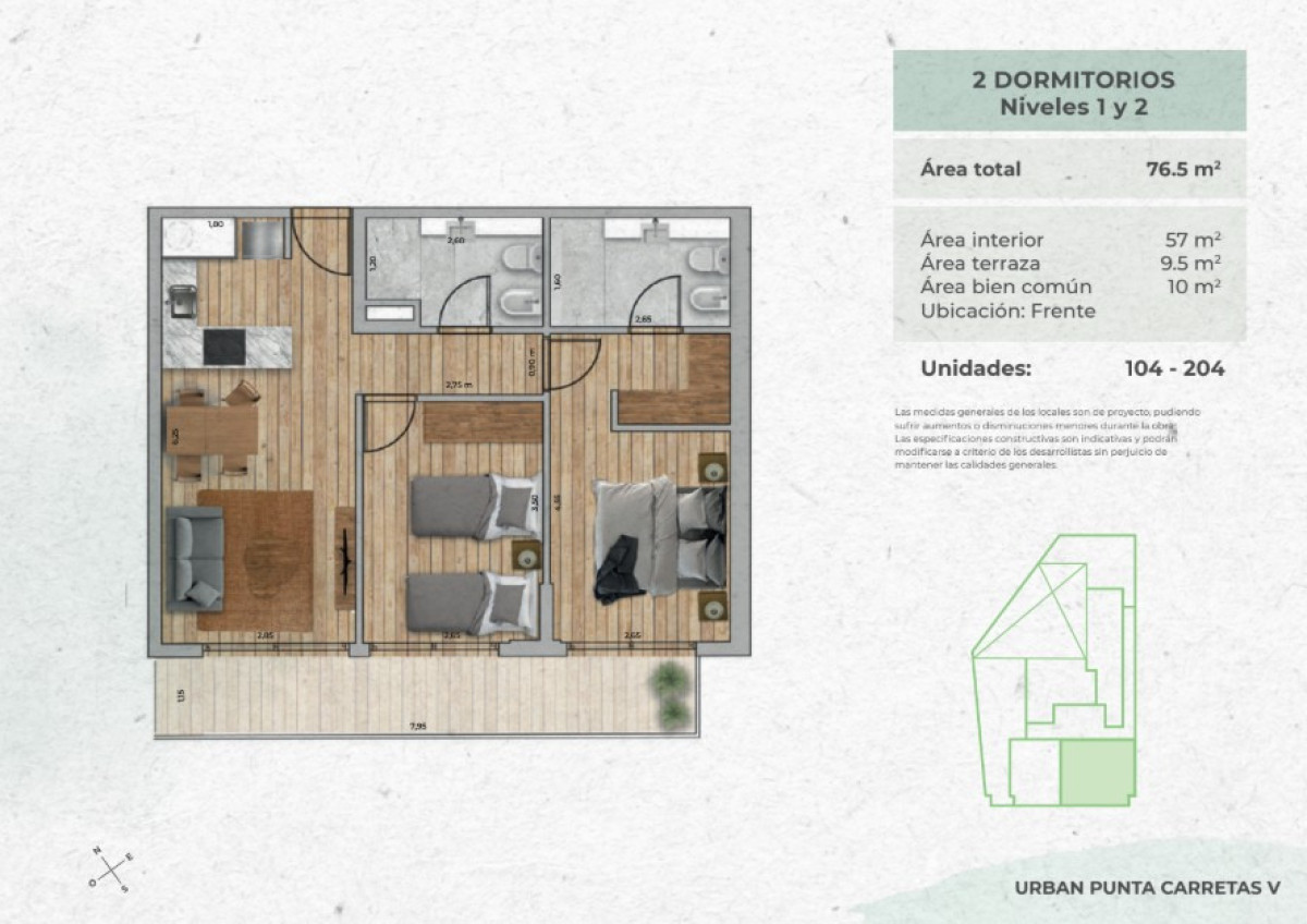 Apartamento ID.20/ - OPORTUNIDAD A ESTRENAR EN PUNTA CARRETAS!! Apartamento de 2 dormitorios U$S277.900