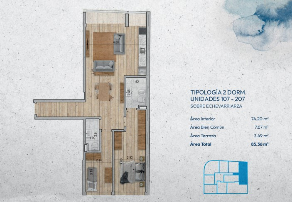 Apartamento ID.24 - OPORTUNIDAD APARTAMENTO A ESTRENAR 2 DORM. POCITOS NUEVO!