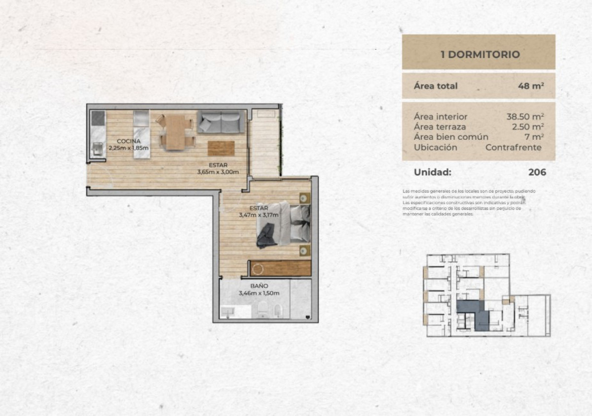 Apartamento ID.21 - OPORTUNIDAD A ESTRENAR EN EL CENTRO!! Apartamento de 1 dorm. U$S119.800