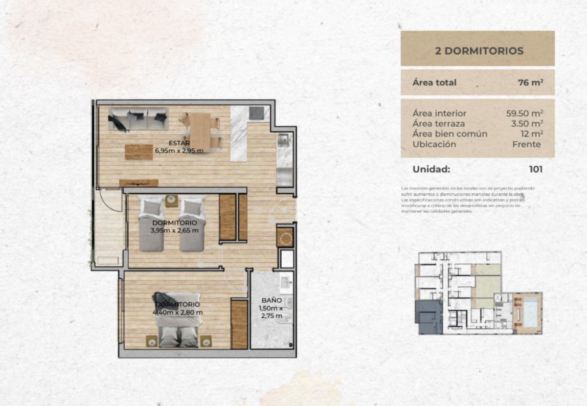 Apartamento ID.22 - GRAN OPORTUNIDAD 2 DORMITORIOS A ESTRENAR U$S169.800 EN EL CENTRO