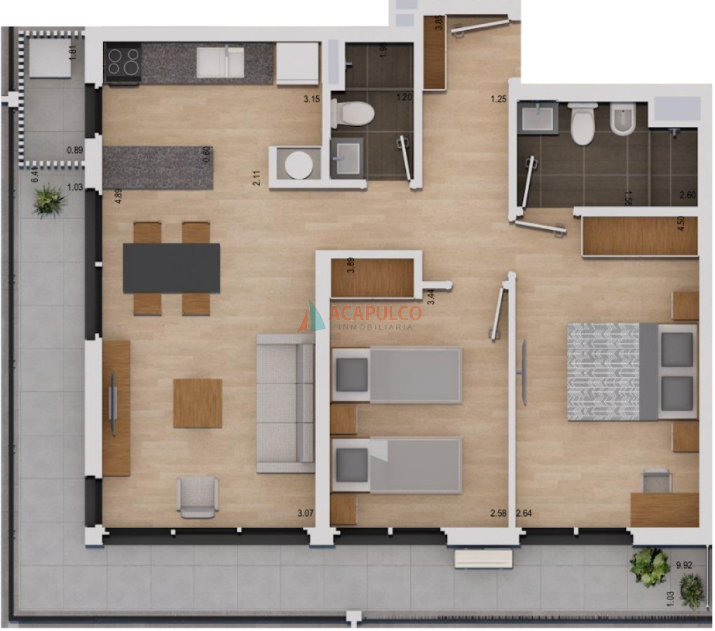 Apartamento Ref.6074/Venta-apartamento-2-dormitorios-Pocitos-a-estrenar - Venta apartamento 2 dormitorios Pocitos a estrenar