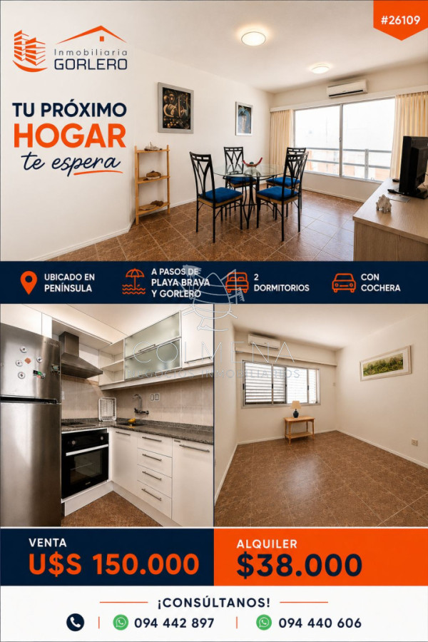 Apartamento en Península, Punta del Este, 2 dormitorios. próximo a la playa y centro - COL7012A
