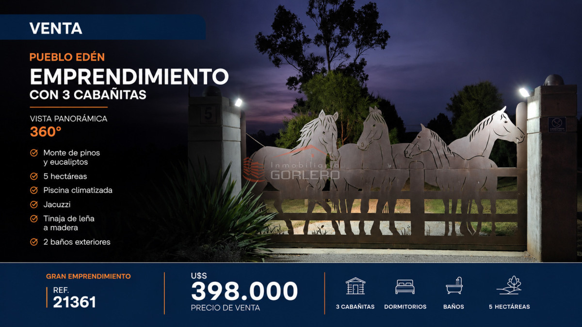 Ruta 12. Espectacular chacra con 3 cabañitas Emprendimiento - GOR21361H