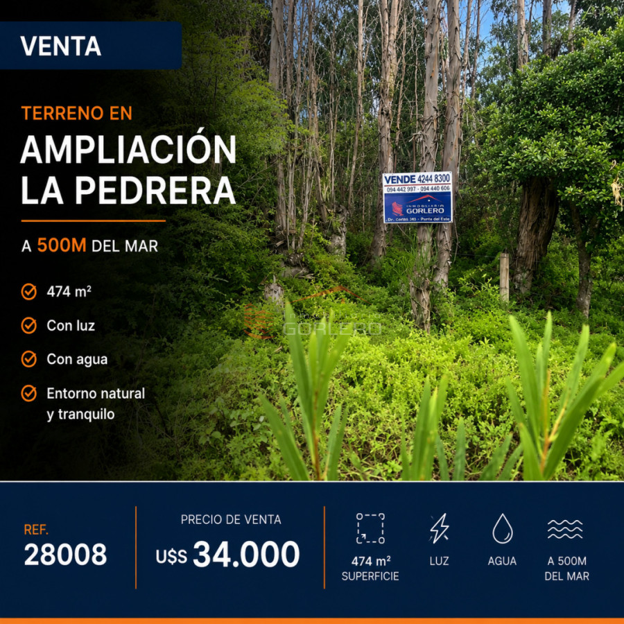 Venta de Terreno en La Pedrera, Rocha - GOR28008T