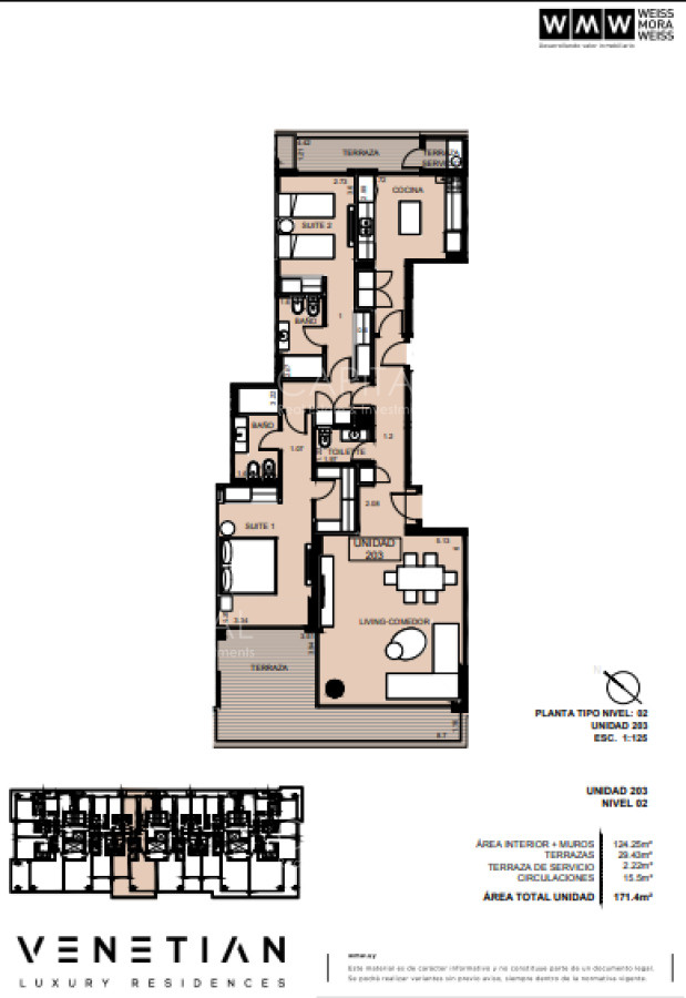 Apartamento ID.34655 - Venetian Tower Punta del Este en Venta de 2 Suites Frente al Mar de Playa Mansa