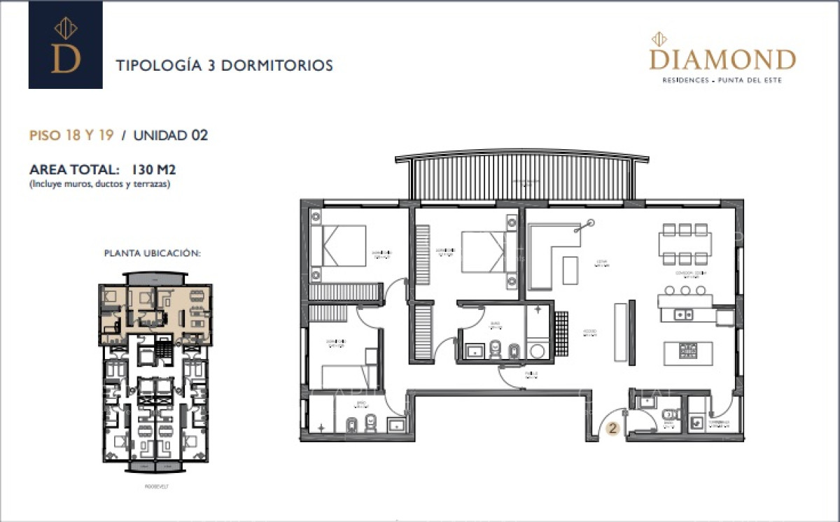 Apartamento ID.32650 - Venta departamento en Roosevelt en piso alto tres dormitorios tres baños Punta del Este