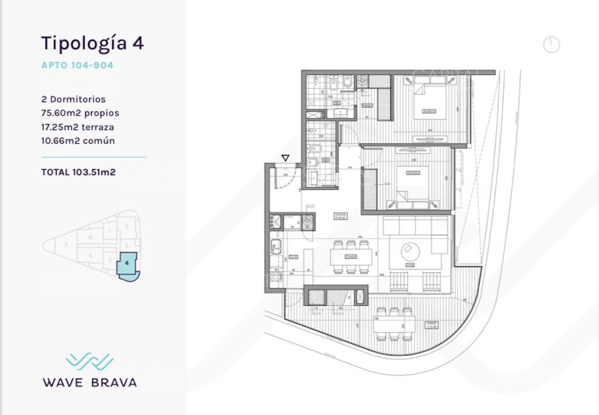 Departamento en Venta a Estrenar en Playa Brava, Punta del Este  - CCP34732A