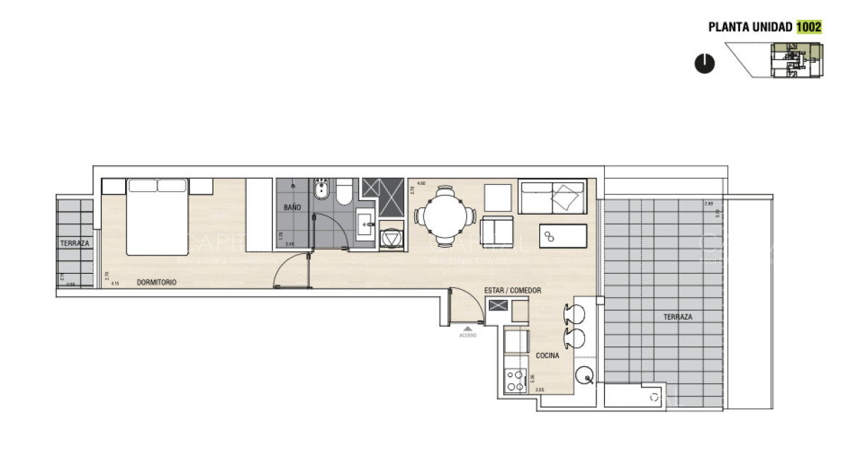 Apartamento ID.40827 - Apartamento de UN dormitorio en venta en Cordón, piso 10 con amplia terraza