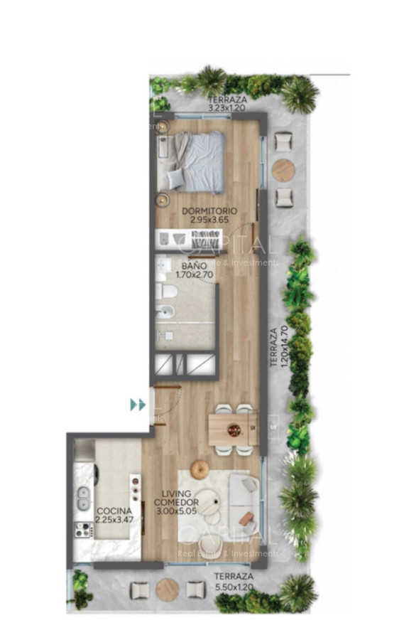 Apartamento ID.40489 - PentHouse de un dormitorio en venta con vista al mar zona Parque Rodo