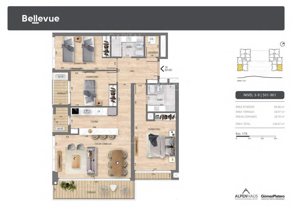 Apartamento ID.37386 - BELLEVUE - Exclusivo Apartamento de 3 dormitorios y vista al lago