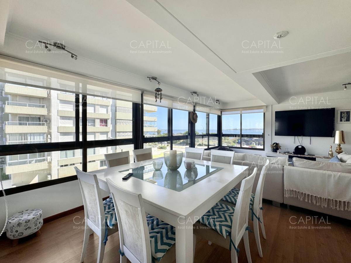Apartamento ID.38763 - Edificio en primera linea del mar, departamento de tres dormitorios en venta, Playa Mansa.