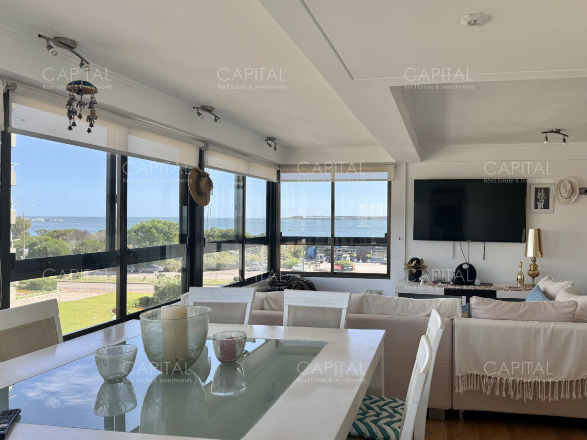 Apartamento ID.38763 - Edificio en primera linea del mar, departamento de tres dormitorios en venta, Playa Mansa.