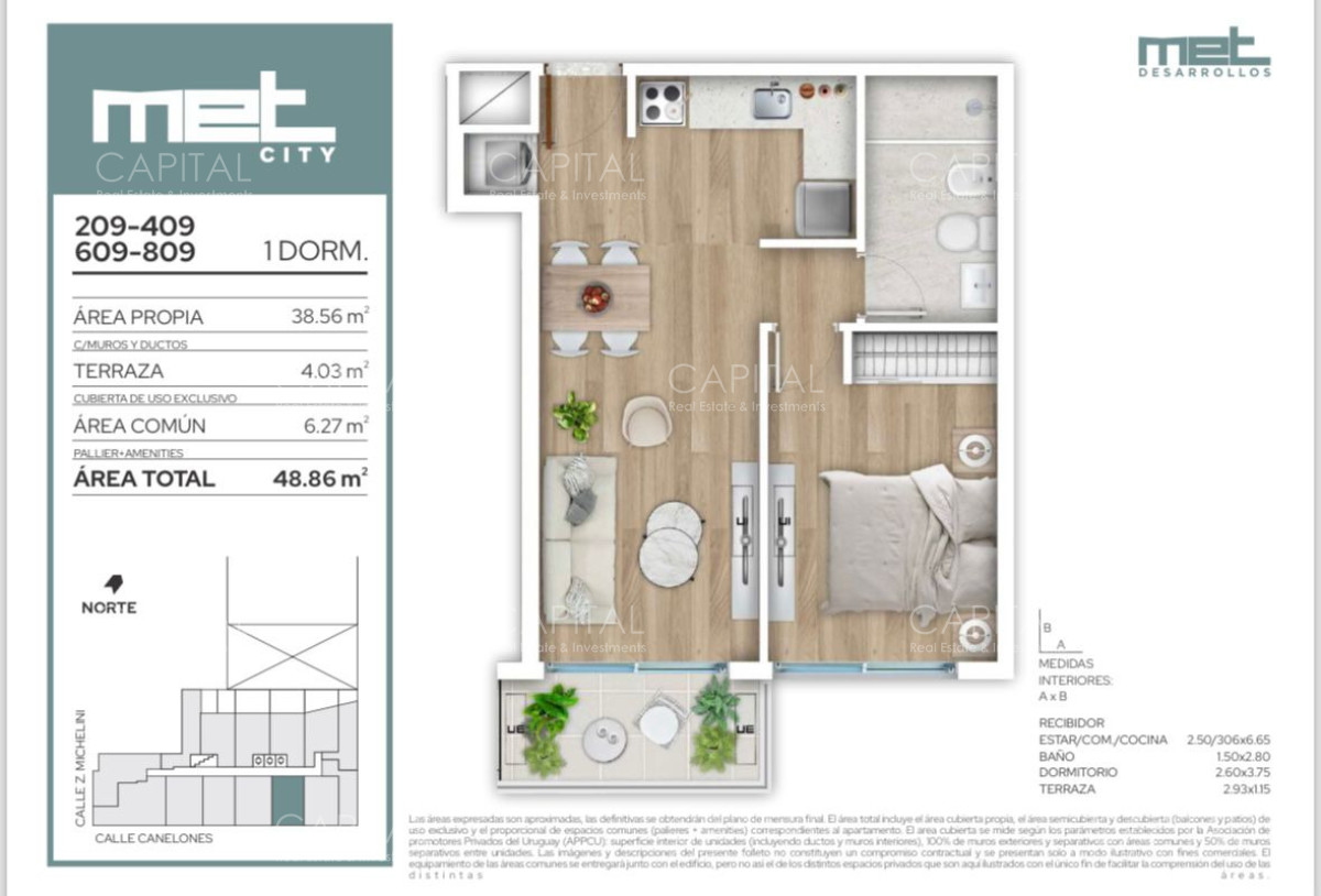 Apartamento ID.40397 - Apartamento en pozo de un dormitorio en piso alto ubicado en el centro de Montevideo.