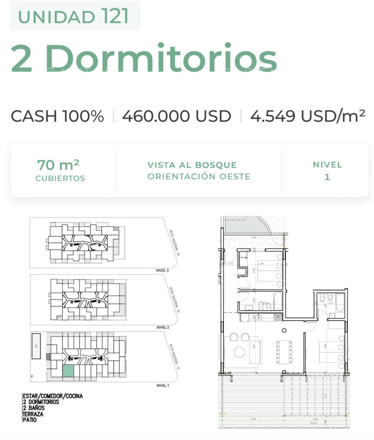 Apartamento ID.38996 - Departamento 2 dormitorios en venta en Casa Grande José Ignacio