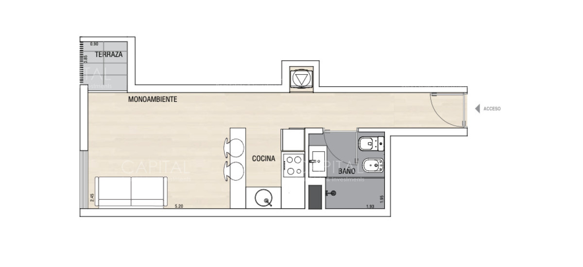 Apartamento ID.40822 - Monoambiente en venta en Cordón con terraza, gimnasio y solárium