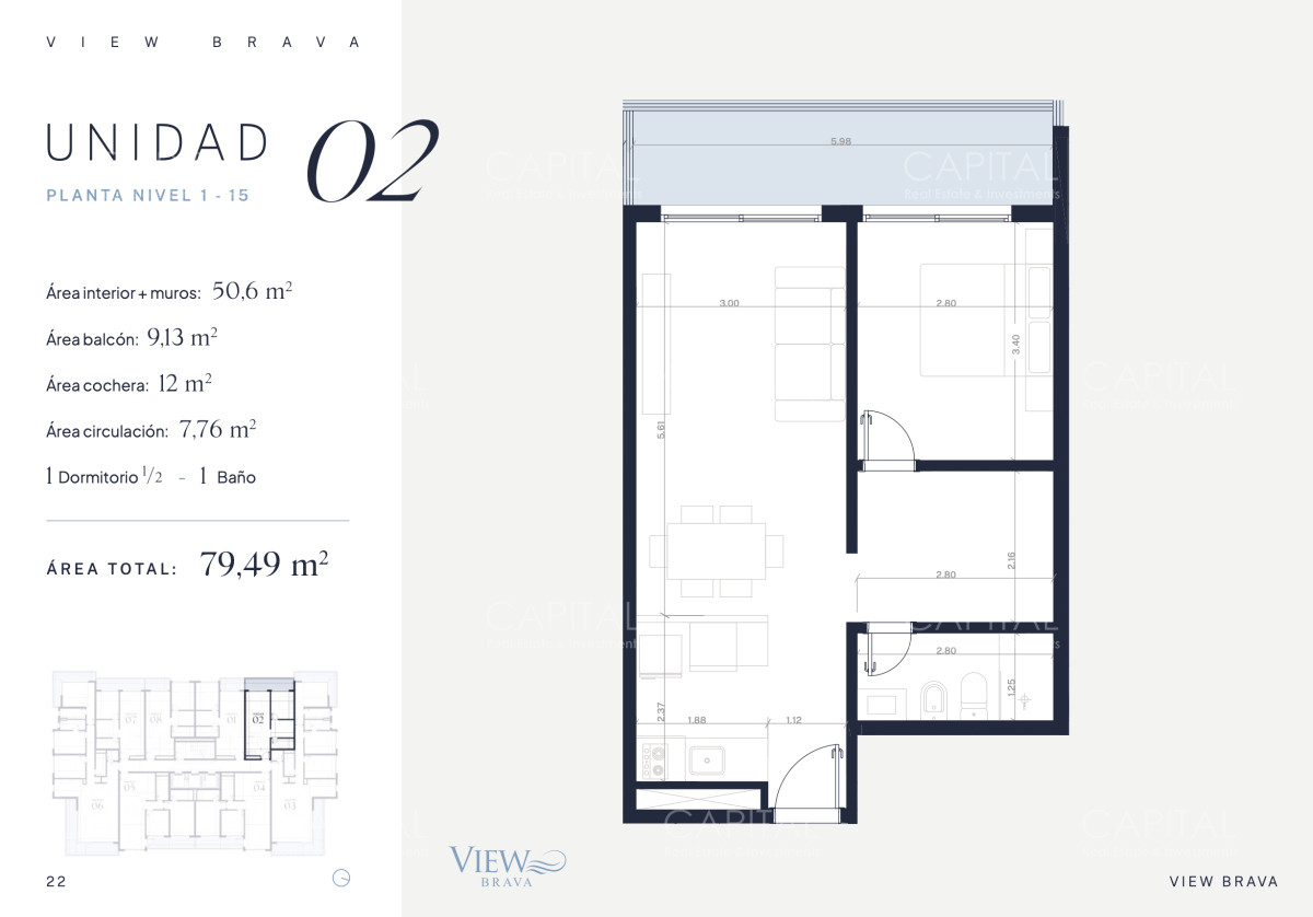 View Brava, en Venta de 1 Dormitorio y Medio  - CCP37578A