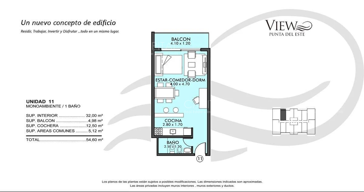Apartamento ID.34396 - Monoambiente en Venta a Estrenar Zona Aidy Grill ,Punta del Este