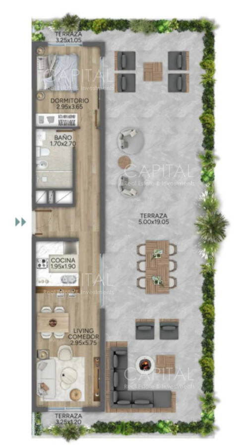 Apartamento ID.40488 - Apartamento de un dormitorio con gran terraza y vista al mar en venta zona Parque Rodo