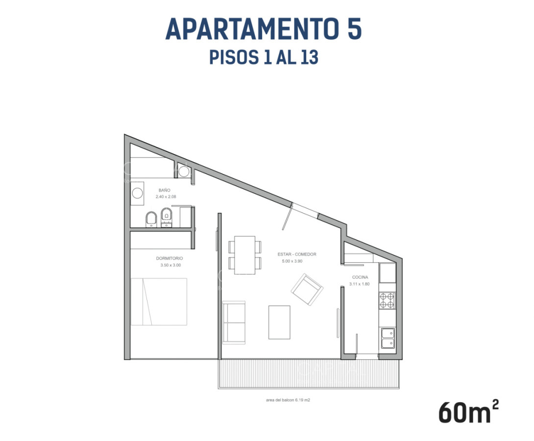 Apartamento ID.39076 - Apartamento en Venta de 1 dormitorio en Torre Gaudi