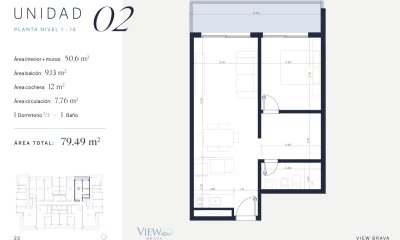 View Brava, en Venta de 1 Dormitorio y Medio