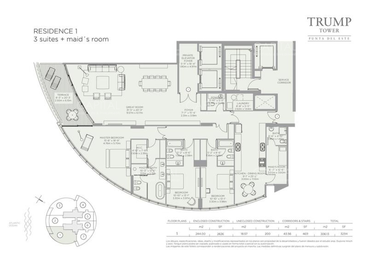 Apartamento ID.38143 - Trump Tower esquinero en venta