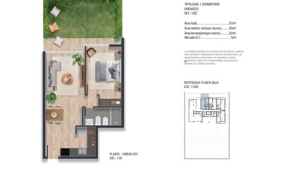 VENTA APARTAMENTO DE 1 DORMITORIO PROYECTO SUDESTE
