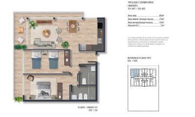 VENTA APARTAMENTO 2 DORMITORIOS PROYECTO SUDESTE