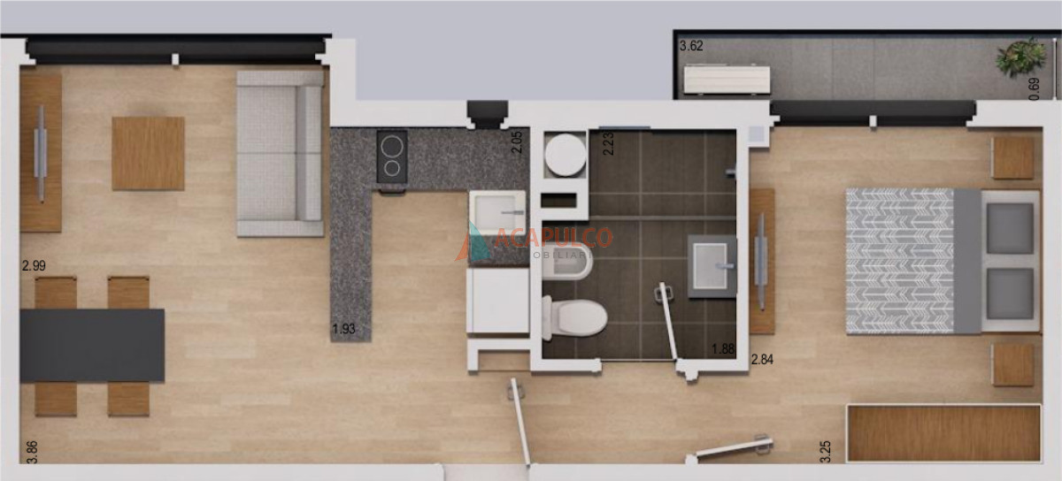 Apartamento Ref.1073 - Venta apartamento 1 dormitorio a estrenar Pocitos