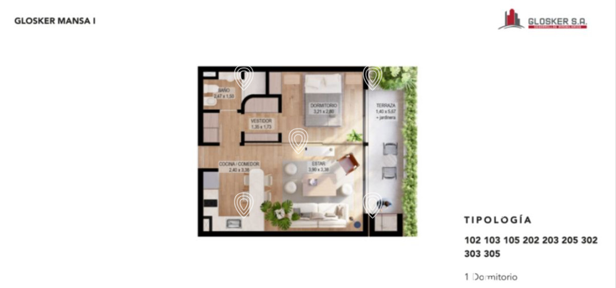 Apartamento en venta en Punta del este 1 dorm. con terraza y parrillero  - ZEN4746A