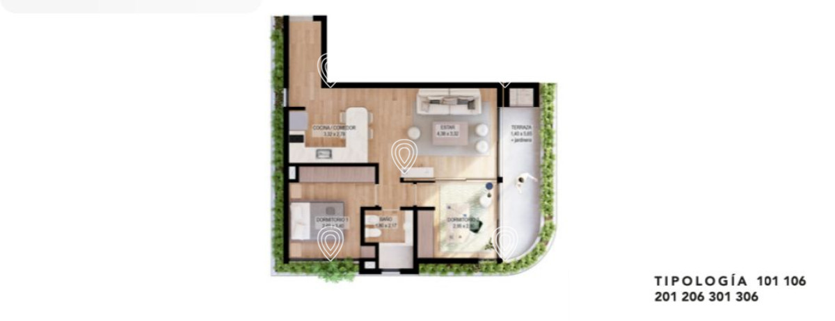 Apartamento en venta en Punta del este 2 dorm. con terraza y parrillero - ZEN4750A