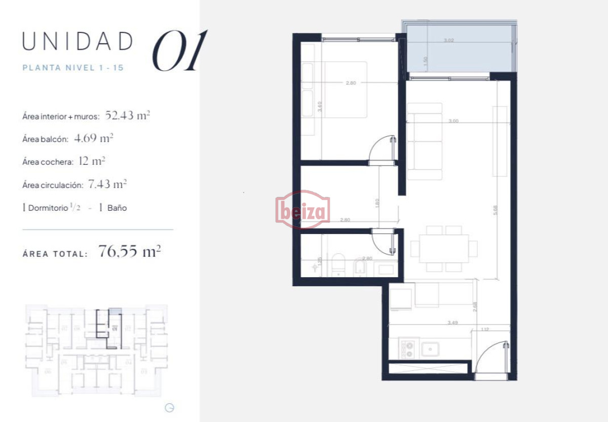 Apartamento ID.166735/Apartamento-en-venta-en-Avenue-Roosevelt,-2-dormitorios,-bajos-gastos-comunes- - Oportunidad de inversión. Apto 1 dormitorio y medio con financiamiento.