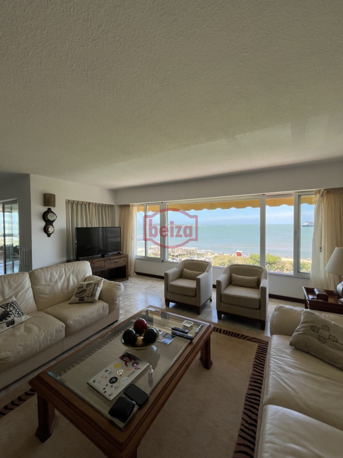 Apartamento ID.166073/En-alquiler-apartamento-de-3-dormitorios-con-amenities-y-vista-a-la-isla-y-los-dedos-garage-en-subsuelo-lavadero-mucama-piscina - Mansa frente al mar de 3 dormitorios y dependencia y parrillero