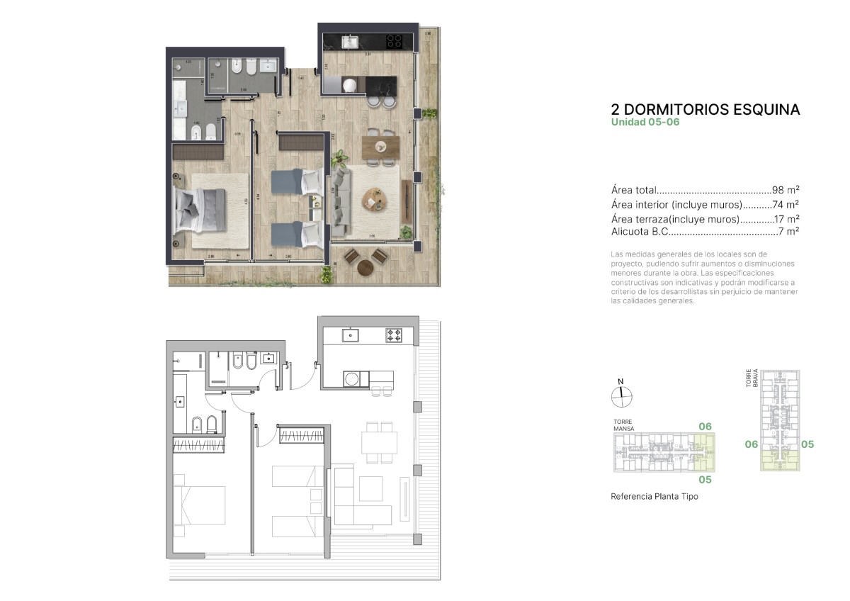 Venta apartamento 2 dormitorios en pozo Punta del Este