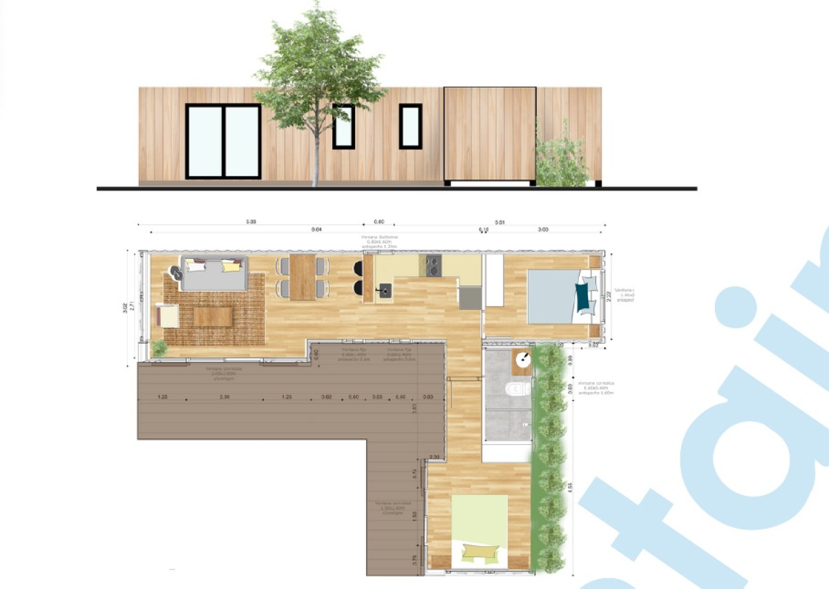  VENDO CASA, CONTAINER, 2 DORMITORIOS, AIRE ACONDICIONADO.
