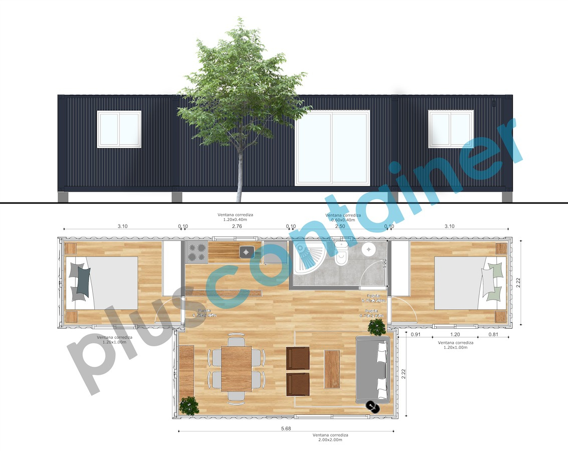  VENDO CASA CONTAINER, 2 DORMITORIOS.