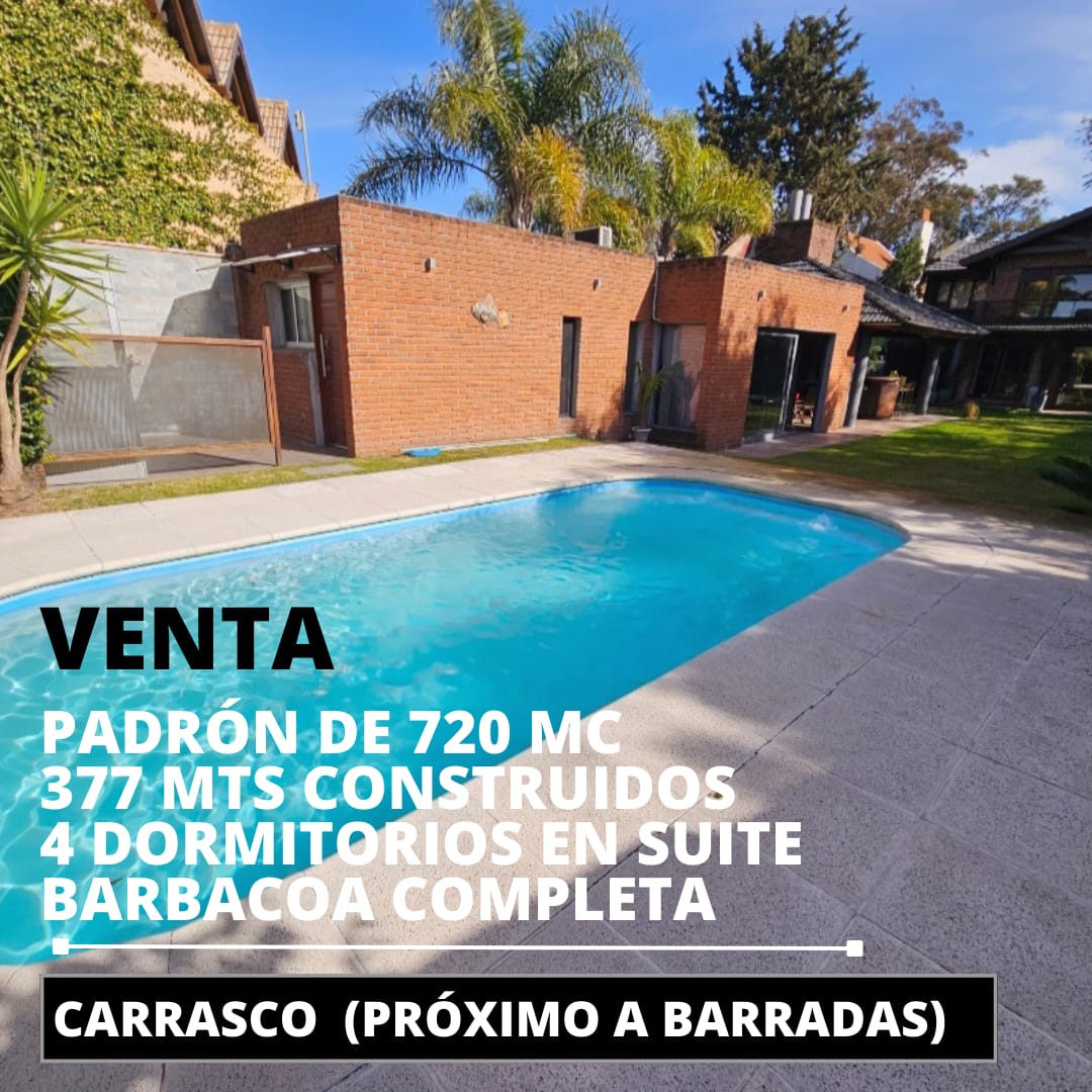  Casa en venta en Carrasco, 4 dormitorios y servicio, piscina, barbacoa completa