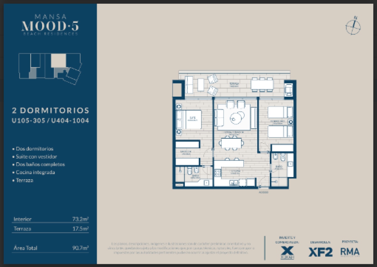  Apratamento en venta de 2 dormitorios Playa mansa Punta del Este 