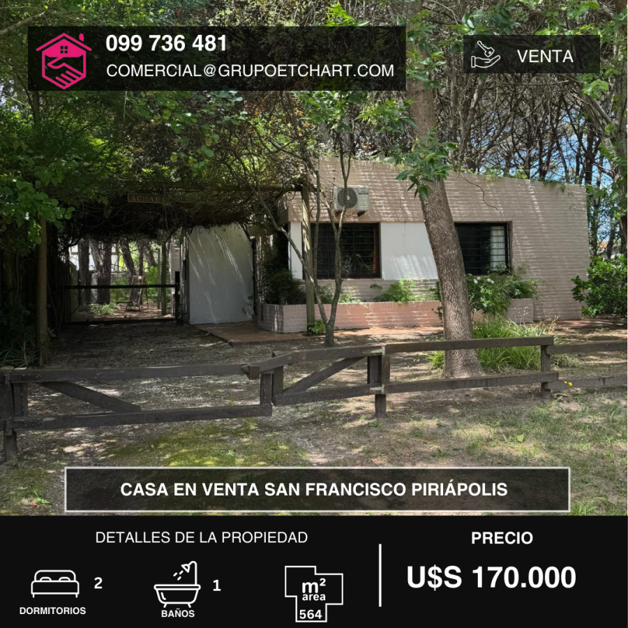  Casa en Venta Piriápolis 2 dormitorios 1 baño.